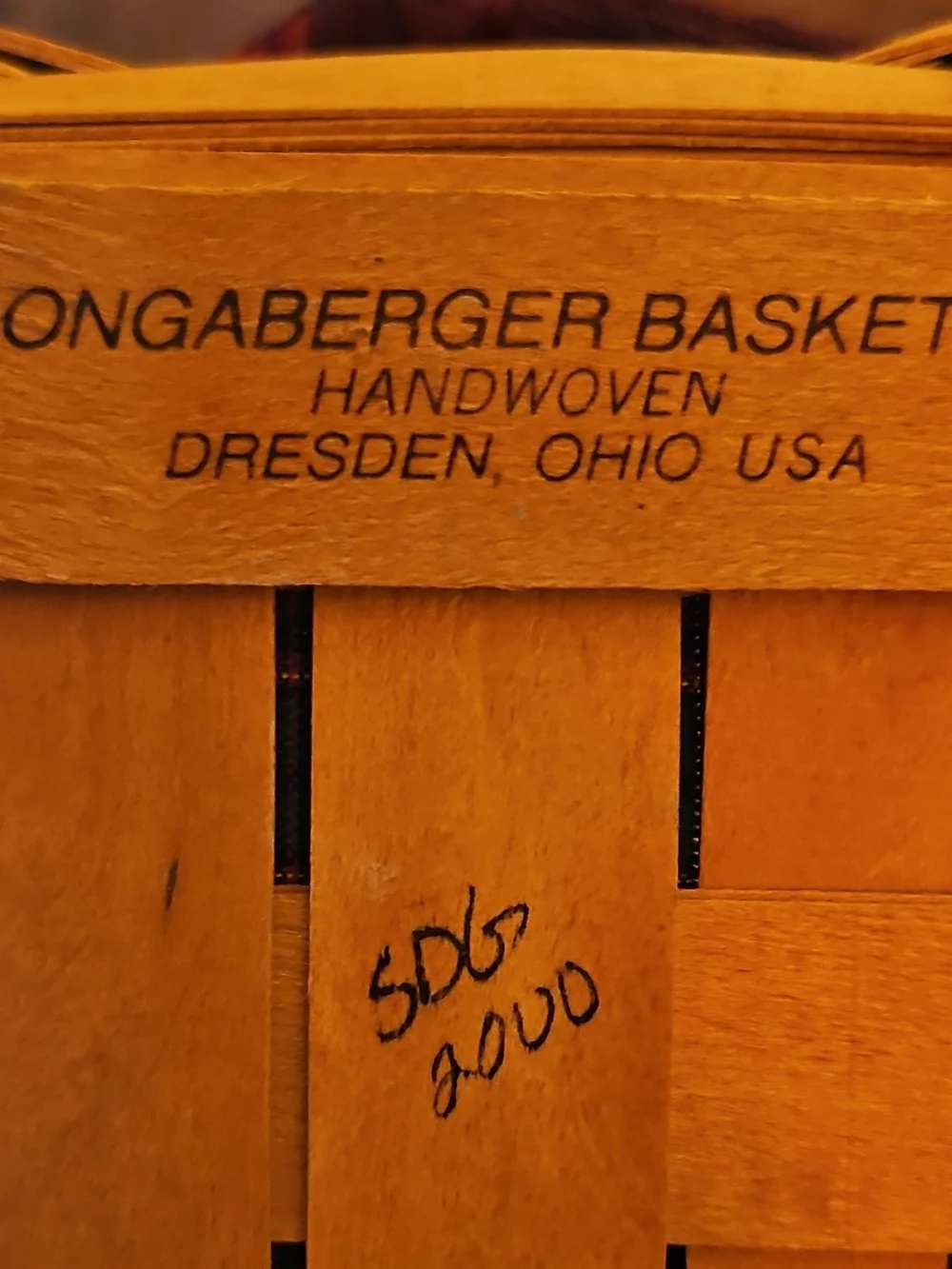 Longaberger Woven Basket with Red and Green Plaid Liner